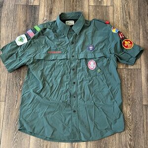 Venturing BSA Boy Scouts Of America Green Uniform Shirt With Patches Adult Large